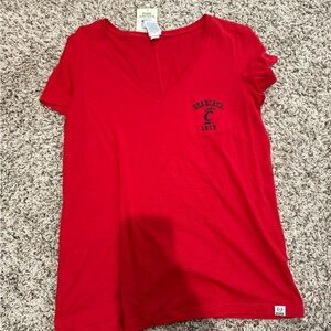 PINK Victoria's Secret Red V-Neck Tee nwt